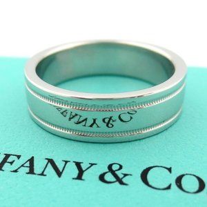 Platinum Flat Double Milgrain Wedding Band 6mm
